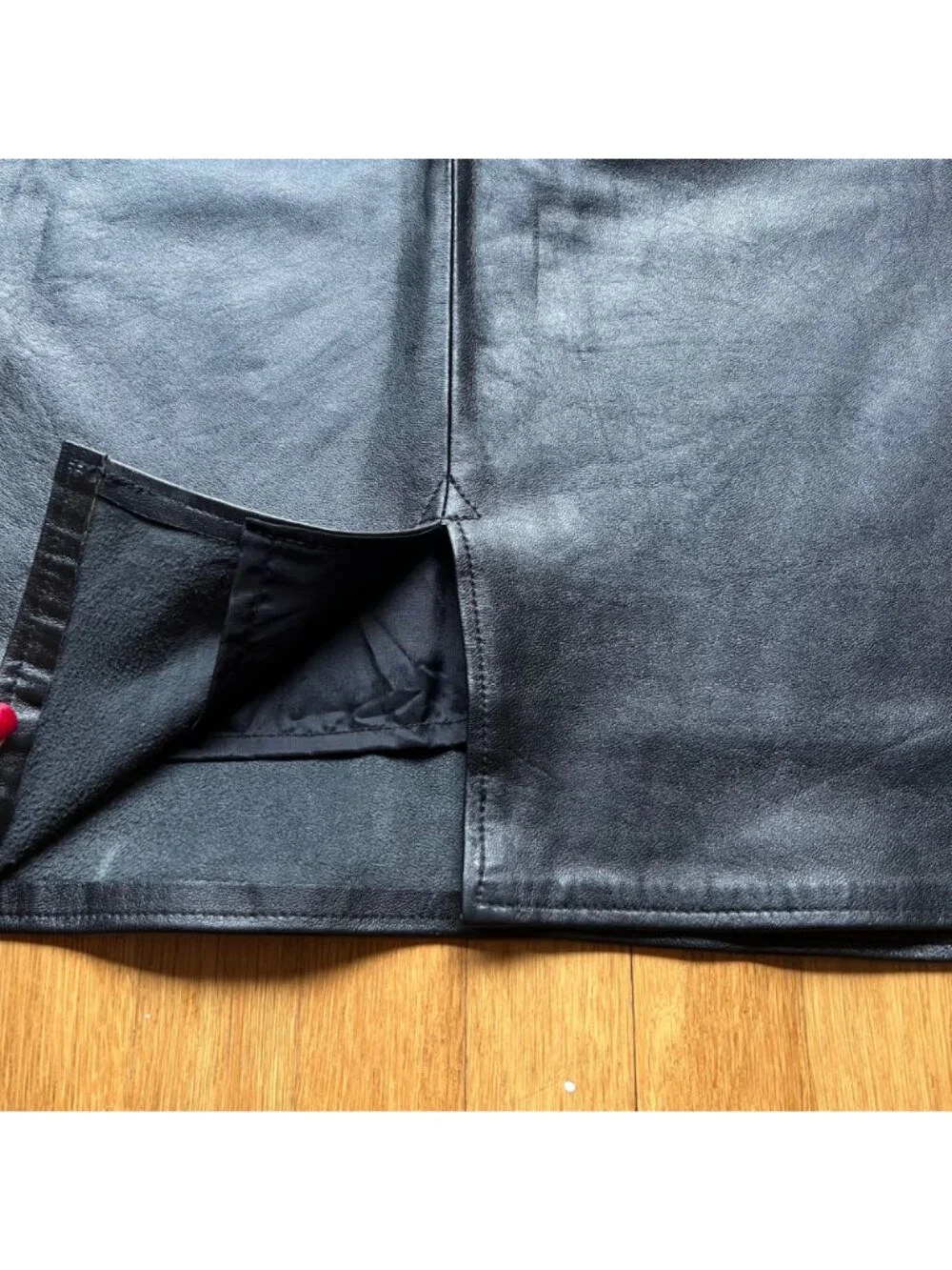 Vintage Goth 90s Erez Sport Size 12 Leather Knee Length Straight Pencil Skirt - Picture 15 of 16
